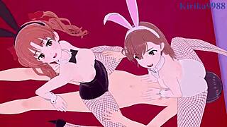 Mikoto Misaka and Kuroko Shirai in Bunny Girl Threesome Creampie