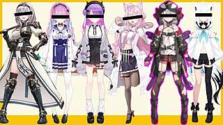 Hololive characters poke dance.