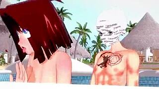 anzu mazaki fucks hard on the pool in yu-gi-oh ahegao style with tea gardner