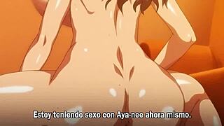 Ecchi onee-chan squeezes in anime style