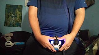 i masturbate with my chastity cage in this solo gay session