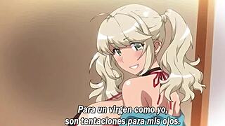 Ecchi onee-chan squeezes in anime style