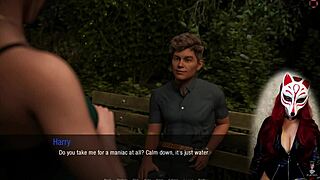 Kate In Cartoon Public Scene With Brunette Babe Outdoor College