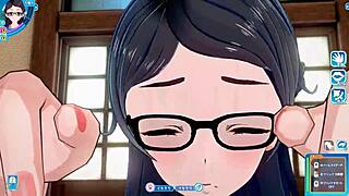 koikatsu sunshine features a plain girl with glasses in a face-to-face sitting position