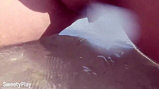 shaved bbw pussy peeing on public beach, wanna see?