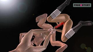 Three cute lesbian girls finger pussy and ass in 3d cartoon