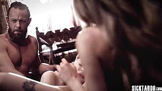 Teen lesbian chicks Haley Reed and Coco Lovelock suck guy's big hard dick