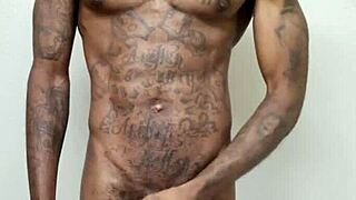 Want to see this ebony guy's monster cock solo masturbation end in a huge cumshot?