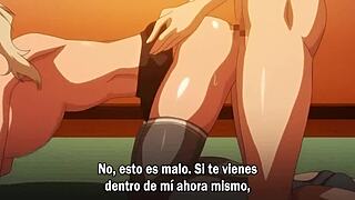 Ecchi onee-chan squeezes in anime style