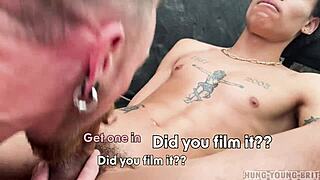 a young 18+ loving couple warms each other with love and hot sex in shower