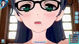 koikatsu sunshine features a plain girl with glasses in a face-to-face sitting position