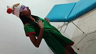 sensual indian elf babe craves christmas sex on hospital gurney with wild fantasies