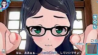 koikatsu sunshine features a plain girl with glasses in a face-to-face sitting position