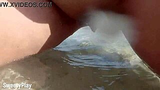 shaved bbw pussy peeing on public beach, wanna see?