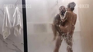 erotic couple indulges in sensual shower sex with steamy touches