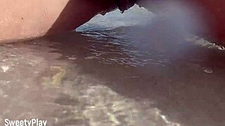 shaved bbw pussy peeing on public beach, wanna see?