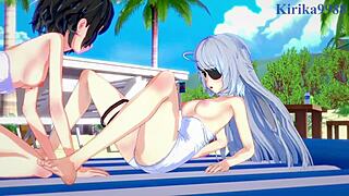 Miku Kohinata And Laura Bodewig Engage In Suggestive Lesbian Play In Symphogear Hentai