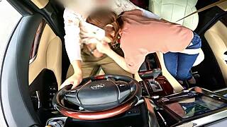 Married Woman Serves Husband with Unseen Pleasures in Car Scene.