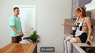 gave step-bro footjob in stockings