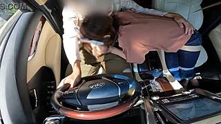 Married Woman Serves Husband with Unseen Pleasures in Car Scene.