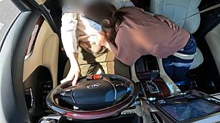 Married Woman Serves Husband with Unseen Pleasures in Car Scene.