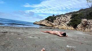 Stranger Slamming Hairy Nudist Hard on Public Beach Encounter