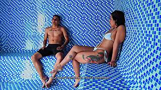 big ass colombian milf kylei ellish bangs young dani clark in public sauna. cum splashes over her face in raw heat.