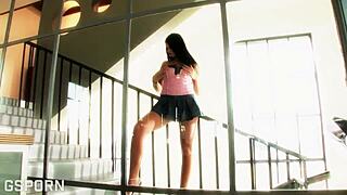 sizzling brunette milf with natural tits gets pounded by stiff cock