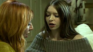 Stepmother and stepdaughter have lesbian sex with fingering and cunnilingus