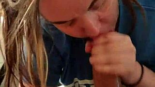 I sucked the hung stud till he cummed all over me, gagging and choking