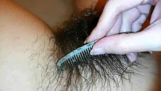 Hairy bush underwater in wild fetish close-up video.