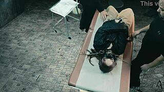 this crazy chick locked in a cell just for her tight pussy use, damn! 😱