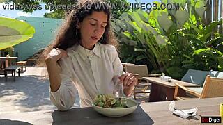 ever seen a girl eat lunch with cum on her face in public?