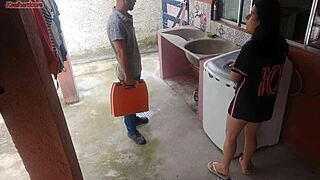Married Latina Housewife Pays Washing Machine Tech with Her Tight Ass