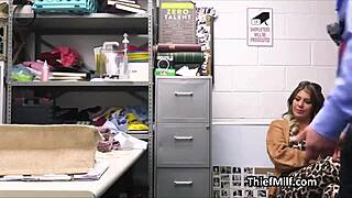 deep drilling busty milf on office desk, want to spy?