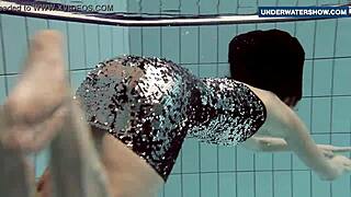 I'm flashing my bright tits underwater, getting everyone so horny.