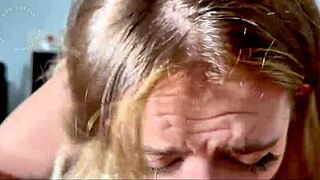 my blonde stepsister gave sloppy blowjob before bed