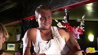 Skinny blonde waitress dives into steamy lesbian action after work with tight pussy play