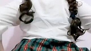 School girl masturbates after classes