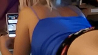 My stepsister enjoys watching videos in her room