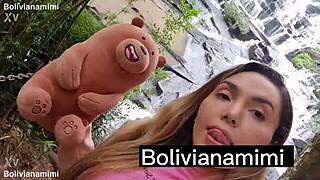 I sucked his dick at the waterfall without panties, Boliviana Mimi.