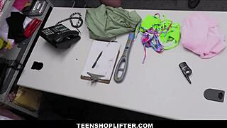 Hot Blonde Teen Shoplifter Strip Searched and Fucked by Officer Chloe Rose Tommy Gunn