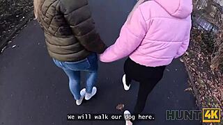 hunt4k lesbian fucks her new landlord in public.