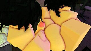 teaching her ass to take big white cock in roblox 💦 cum everywhere