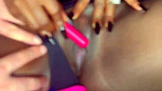 Sexy Black Model Masturbates With Vibrator For White Guy