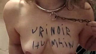 French Whore in BDSM Session with Human Urinal and Buttplug Play