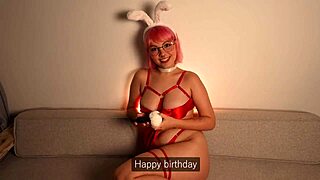 ex girlfriend’s birthday surprise with anal plug and sloppy bj
