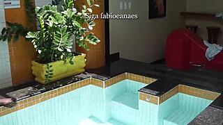 hotwife trembles on bbc after pool bath