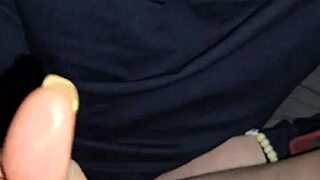 Dirty talking wife takes her time jerking off a dick