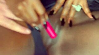 Sexy Black Model Masturbates With Vibrator For White Guy